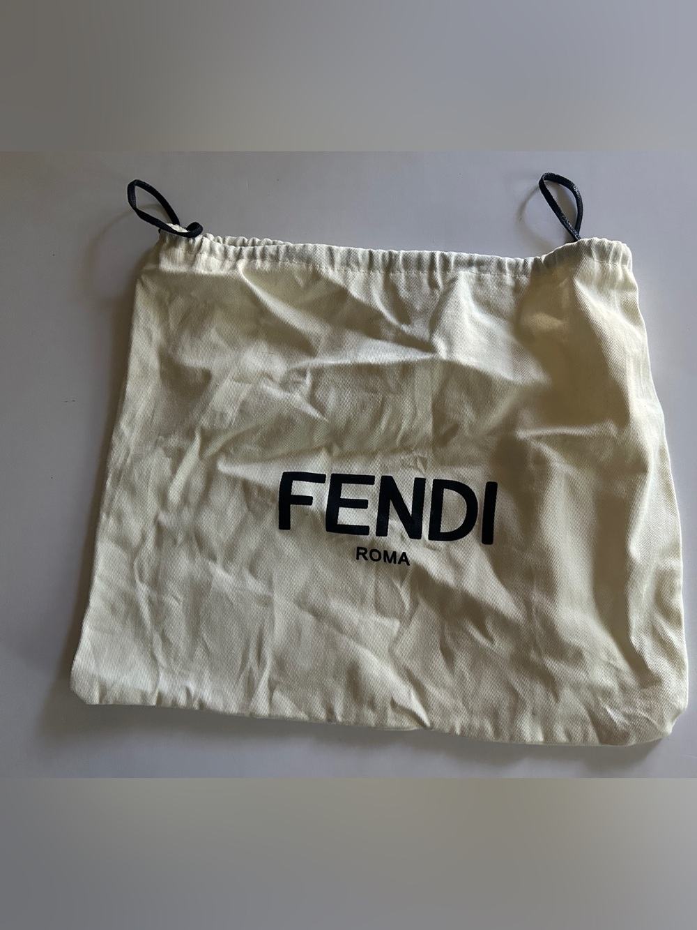 Fendi Cream Drawstring Dust Bag with Black Logo